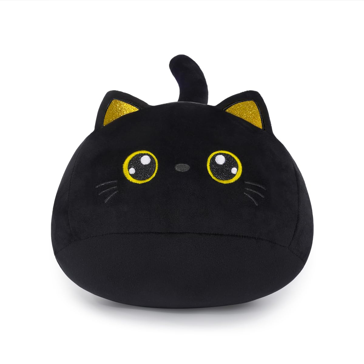 Black Cat Plush Pillow — 3D Shiny Eyes Design