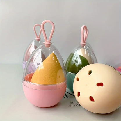 Oval Makeup Egg Storage Box with Lid, Portable Container