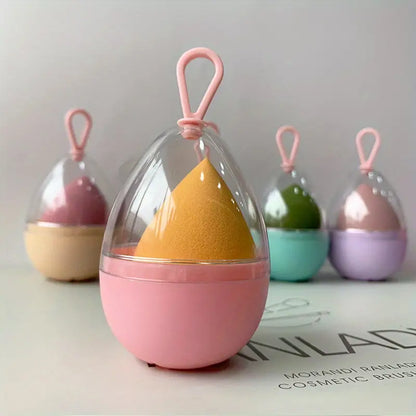 Oval Makeup Egg Storage Box with Lid, Portable Container