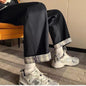 High-Waist Denim Cargo Pants with Nine Points