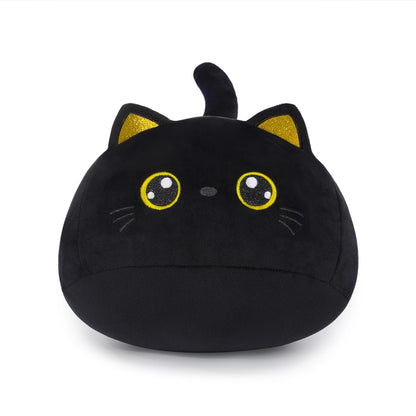 Black Cat Plush Pillow — 3D Shiny Eyes Design