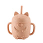 Cartoon Cat Silicone Baby Cup with Straw (BPA Free)