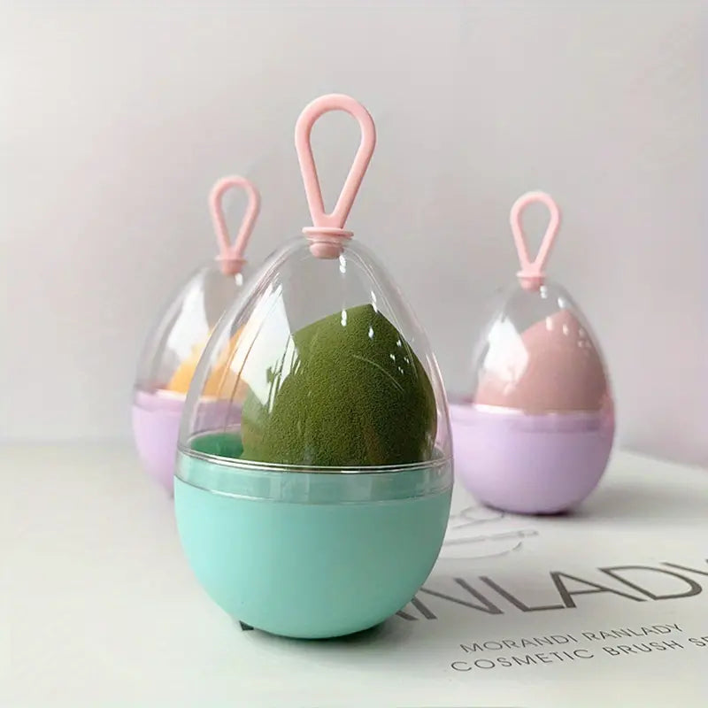 Oval Makeup Egg Storage Box with Lid, Portable Container